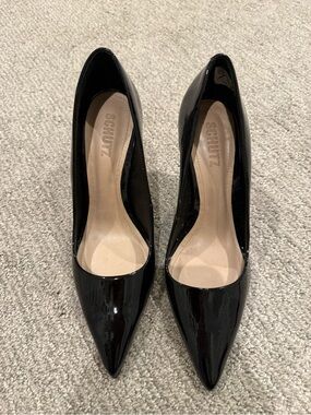 SCHUTZ Black Patent Pointed Toe Pumps